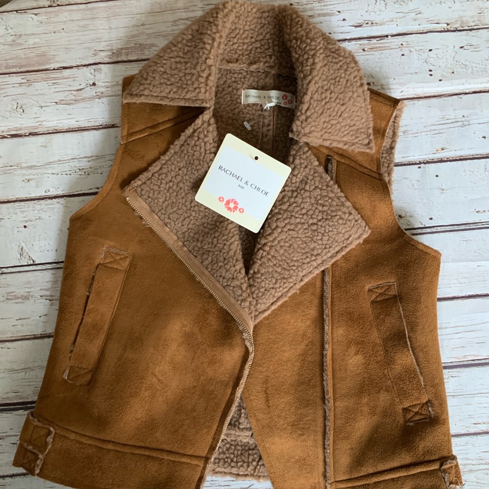 Faux Suede and Shearling Girls Vest